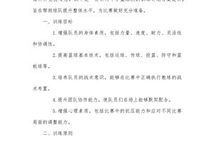 中学篮球队训练计划方案设计